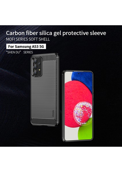 Mofı Karbon Fiber Doku Fırçalanmış Yüzey Tpu Telefon Kılıfı Samsung Galaxy A53 5g Için Kazanmaya Dayanıklı Koruyucu Kapak (Yurt Dışından)