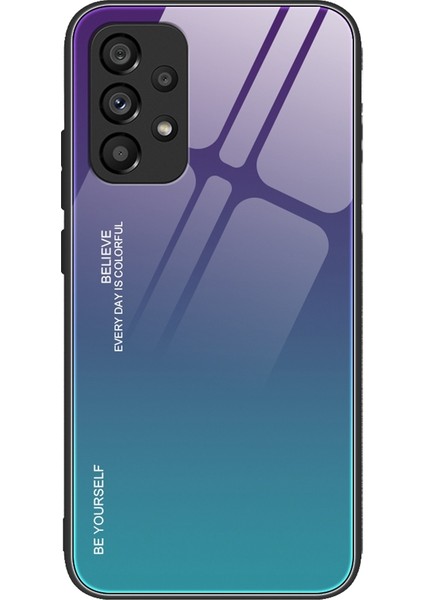 Samsung Galaxy A53 Için 5g Kırmızı Dayanıklı Koruyucu Kabuk Gradyan Renk Temsilli Cam Geri + Yumuşak Tpu Kenar Telefon Kılıfı (Yurt Dışından)