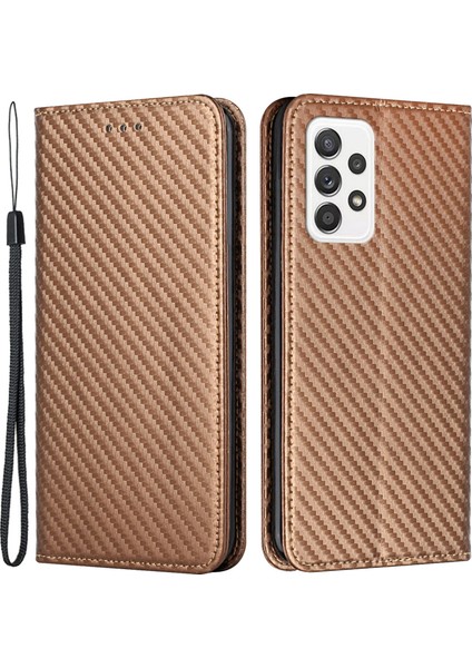 Samsung Galaxy A53 5g Karbon Fiber Dokusu Için Manyetik Otomatik Emici Pu Deri Kasa, Stant Cüzdanı (Yurt Dışından)