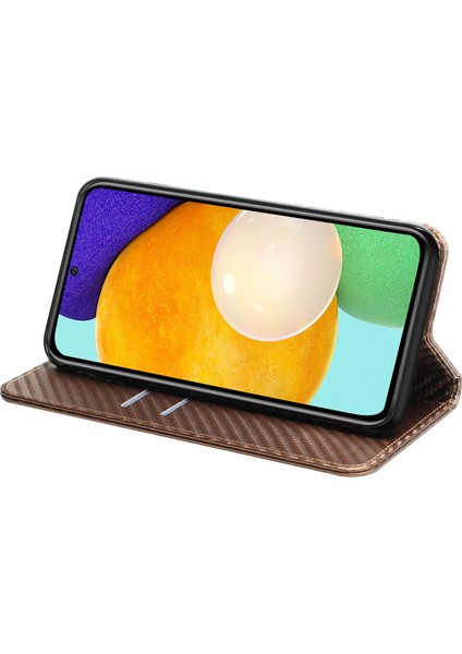 Samsung Galaxy A53 5g Karbon Fiber Dokusu Için Manyetik Otomatik Emici Pu Deri Kasa, Stant Cüzdanı (Yurt Dışından)