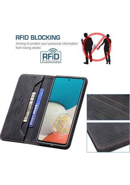 Anti-Fall Koruma Telefon Kasası Flip Tasarımı Rfıd Engelleme Deri Standı Cüzdan Telefon Kapak Koruyucusu Samsung Galaxy A53 5g (Yurt Dışından) indirimleri