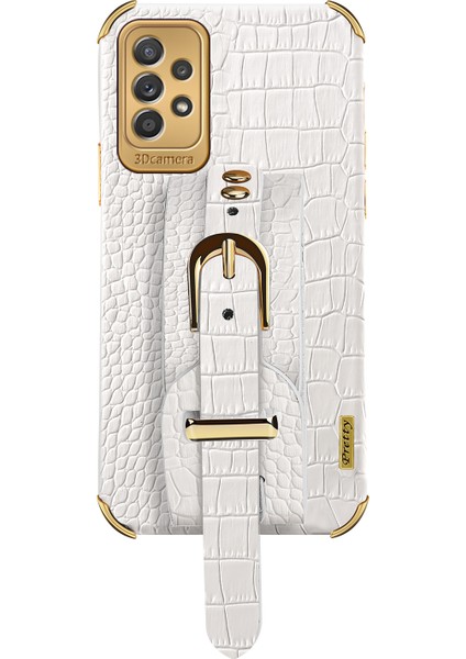 Samsung Galaxy A53 Için 5g Moda Koruma Telefon Kapağı Timsah Doku Kickstand Electroutating Hassas Kesim Pu Deri Kaplamalı Tpu Esnek Telefon Kılıfı (Yurt Dışından) modelleri