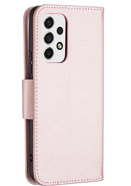 Düz Renkli Litchi Doku Şok Geçirmez Folio Flip Manyetik Kapatma Deri Kasa Kapak Cüzdanlı Samsung Galaxy A53 5g (Yurt Dışından) modelleri