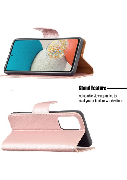 Düz Renkli Litchi Doku Şok Geçirmez Folio Flip Manyetik Kapatma Deri Kasa Kapak Cüzdanlı Samsung Galaxy A53 5g (Yurt Dışından) fırsatları