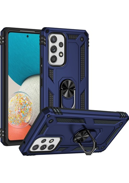 Samsung Galaxy A53 5g Pc + Tpu Hybrid Telefon Kılıfı ile Ring Kickstand Dahili Manyetik Metal Plakalı (Yurt Dışından)