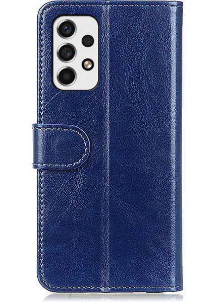 Deri Kılıf Çılgın At Doku Cüzdan Tasarım Telefon Kapak Stant Kabuğu Samsung Galaxy A53 5g (Yurt Dışından)