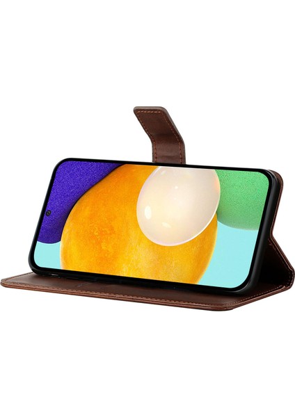 Samsung Galaxy A53 Için 5g Düz Renk Baskı Hatları Stand Cüzdanı Pu Deri Kapak Folio Flip Telefon Kasası (Yurt Dışından)