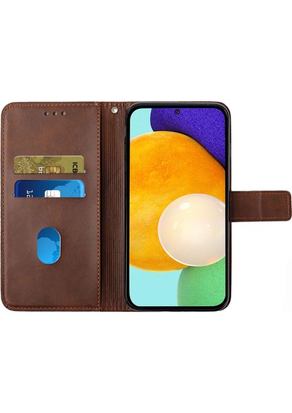 Samsung Galaxy A53 Için 5g Düz Renk Baskı Hatları Stand Cüzdanı Pu Deri Kapak Folio Flip Telefon Kasası (Yurt Dışından)