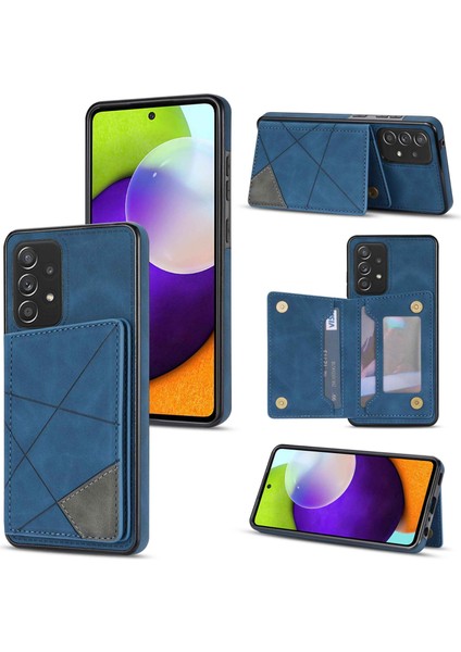 Samsung Galaxy A53 Için 5g Card Pocket Kickstand Tasarım Koruyucu Çizgisi Ekleme Baskı Pu Deri Dalgalı Anti Anti Telefon Kılıfı (Yurt Dışından)