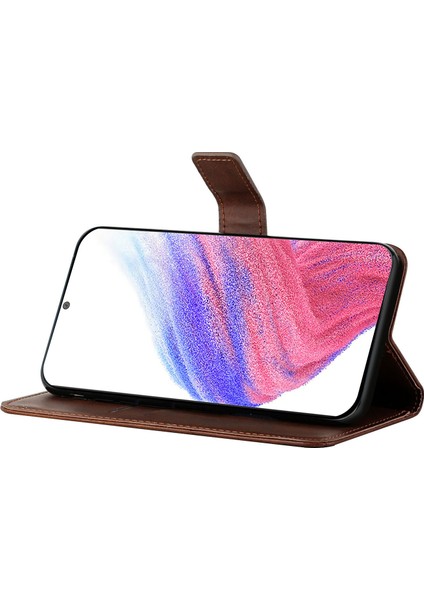 Samsung Galaxy A54 5g Hat Için Baskı Düz ​​renkli Pu Deri Deri Cüzdan Stand Kılıfı Tam Koruma Telefon Kapağı Kayışlı (Yurt Dışından) modelleri