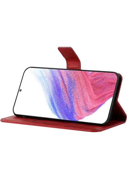 Samsung Galaxy A54 5g Hat Için Baskı Düz ​​renkli Pu Deri Deri Cüzdan Stand Kılıfı Tam Koruma Telefon Kapağı Kayışlı (Yurt Dışından) modelleri