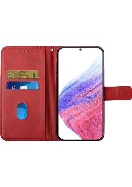 Samsung Galaxy A54 5g Hat Için Baskı Düz ​​renkli Pu Deri Deri Cüzdan Stand Kılıfı Tam Koruma Telefon Kapağı Kayışlı (Yurt Dışından) fırsatları