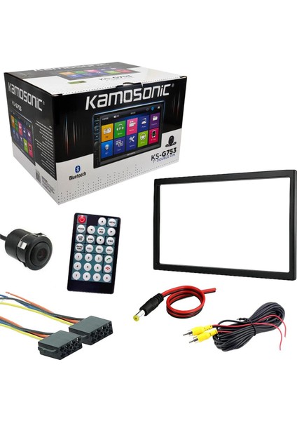 KAMOSONIC KS-G753 DOUBLE TEYP 7" 4X45W MİRRORLİNK BT/USB/SD/FM/AUX KAMERALI