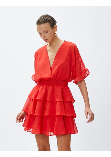 Şifon Abiye Elbise Katlı V Yaka fiyatları