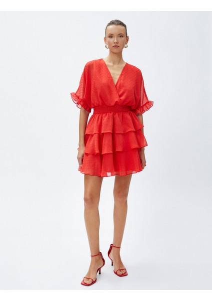 Şifon Abiye Elbise Katlı V Yaka modelleri