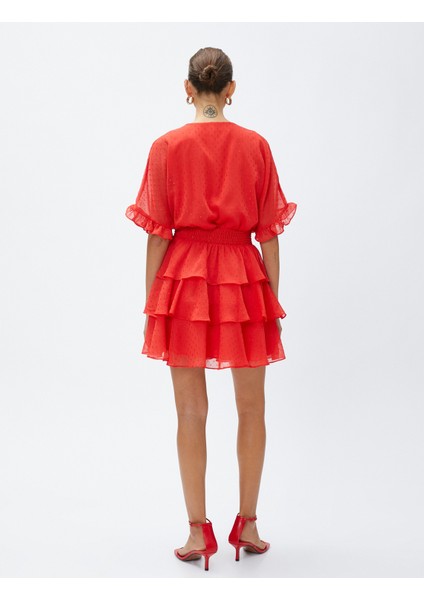 Şifon Abiye Elbise Katlı V Yaka fırsatları