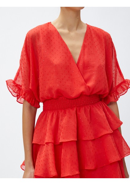 Şifon Abiye Elbise Katlı V Yaka indirimleri