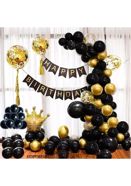 Kral Taçlı Doğum Günü Lüks Balon Set