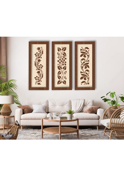 LandiWork Ahşap Çiçek Desenli Tablo, Çiçek Desenli Ahşap Tablo, Çiçek Desenli Ahşap Duvar Dekorasyonu