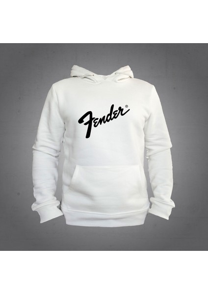 Fender Beyaz Kapüşonlu Sweatshirt Hoddie