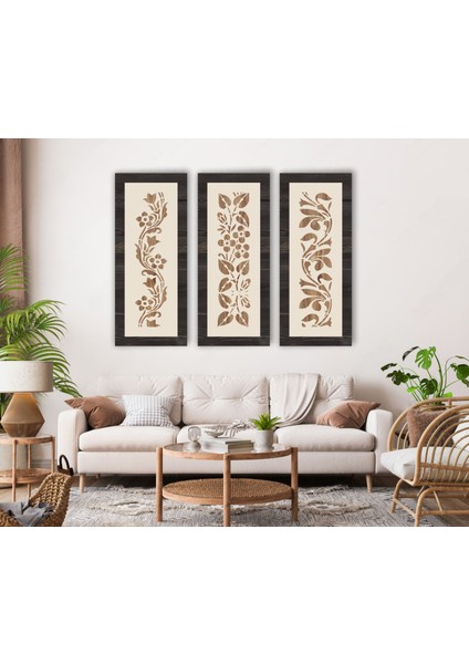 LandiWork Ahşap Çiçek Desenli Tablo, Çiçek Desenli Ahşap Tablo, Çiçek Desenli Ahşap Duvar Dekorasyonu