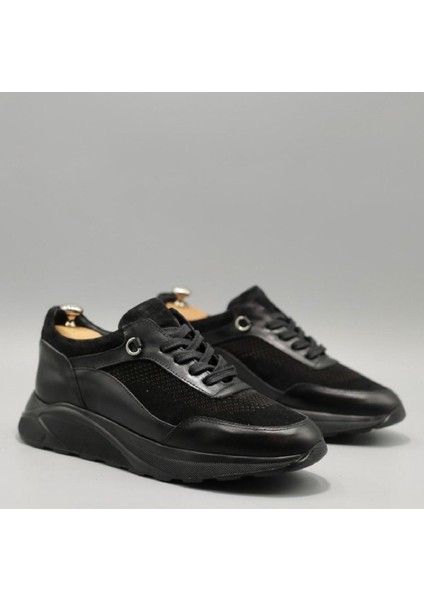 Petit Model Hakiki Deri Erkek Siyah Sneaker