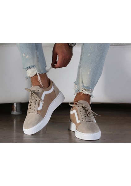 Osage Model Hakiki Deri Erkek Bej Casual Ayakkabı - Erkek Günlük Bej Deri Ayakkabı