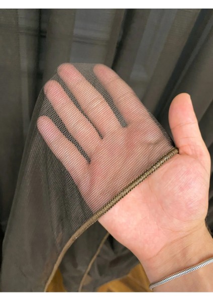 Taç Kahverengi Düz Renk, 1/3 Sık Pile Tül Perde Tek Kanat - 100 x 260 cm indirimleri