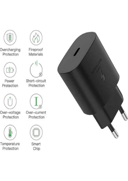 Samsung Galaxy Note 20 Uyumlu Android Type-C Ultra Hızlı Şarj Cihazı / Şarj Aleti 22.5W 3.0 Amper (Şarj Başlığı Adaptör)