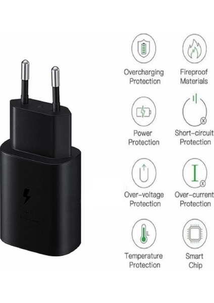 Samsung Galaxy Note 20 Uyumlu Android Type-C Ultra Hızlı Şarj Cihazı / Şarj Aleti 22.5W 3.0 Amper (Şarj Başlığı Adaptör)