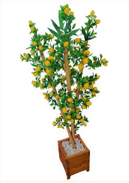 Yapay Limon Ağacı Limon Çiçeği 1.35 Metre Boyunda Bambu Gövdeli Limon