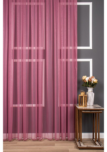 Taç Fuşya Düz Renk, 1/3 Sık Pile Tül Perde Tek Kanat - 100 x 270 cm modelleri