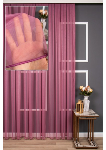 Taç Fuşya Düz Renk, 1/2 Seyrek Pile Tül Perde Tek Kanat - 100 x 270 cm fiyatları