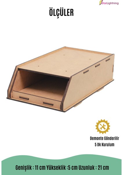 Gizli Çekmece Organizer Masa Altı Saklama Kabı Küçük Boy Dikey Demonte Mdf