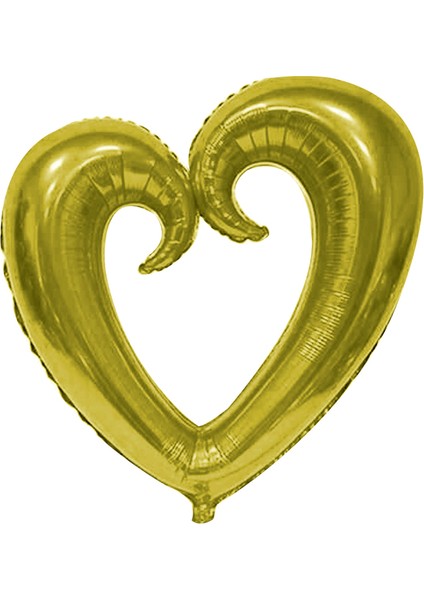 Kalp Folyo Balon 40"içi Boş 5li-Altın-