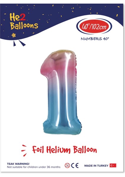 Kikajoy Rakam Folyo Balon 40" Rainbow -1-