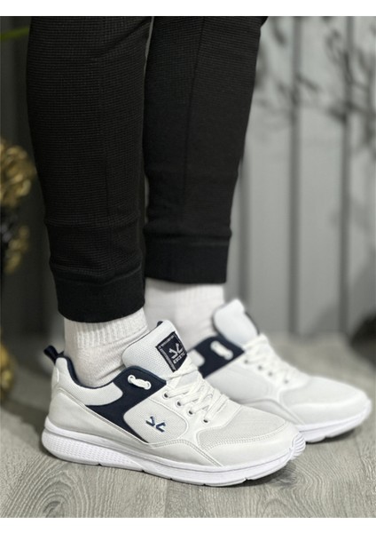 Erkek Spor Hafif Anorak Beyaz Lacivert Yazlık Sneaker