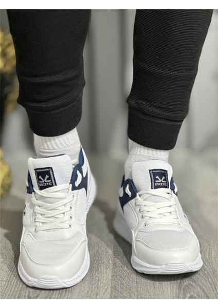 Erkek Spor Hafif Anorak Beyaz Lacivert Yazlık Sneaker