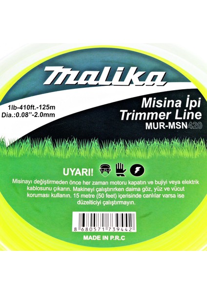 Yuvarlak Misina / Tırpan / 2 mm / 125 Metre / Malika /