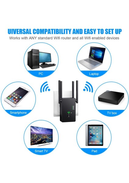 Comfast 1200MBPS Wifi Extender Kablosuz Yönlendirici Siyah (Yurt Dışından)