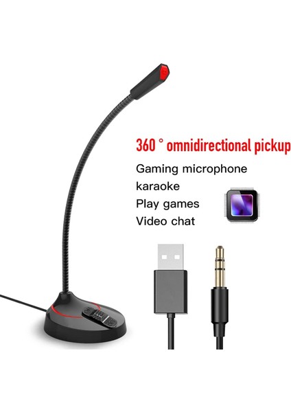 Usb/3,5mm Kondenser Mikrofon Stand Masaüstü Kayıt Mikrofonu Pc Masaüstü F12 Siyah 3,5 mm Için (Yurt Dışından) fiyatları