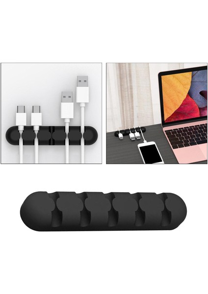 1pc Silikon Yapıştırıcı Şarj Kablosu Yönetimi Klipler Tel Tutucu Organizatör Siyah (Yurt Dışından)