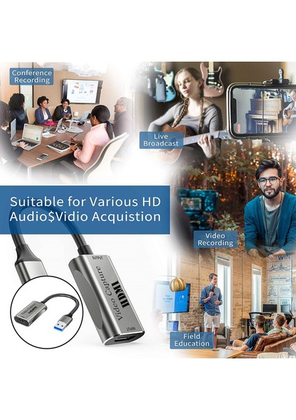 HDMI - USB 3.0 Video Yakalama Kartı 4K Canlı Akış Kayıt (Yurt Dışından)