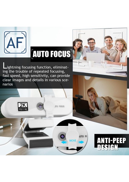 Bilgisayar 4K Hd Webcam Web Cam Dahili Mikrofon Fiş ve Oynama Görüntüleme Kayıt 2k Beyaz (Yurt Dışından) fırsatları