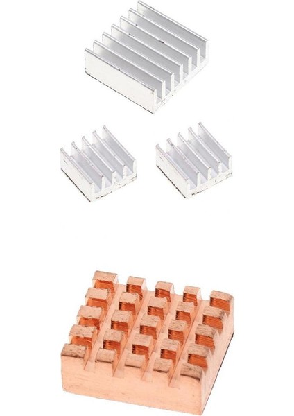 3 Adet Isı Emici 14 * 14 * 5mm / 8 * 8 * 5mm Alüminyum Soğutucu Radyatör + Bakır Soğutucu (Yurt Dışından)