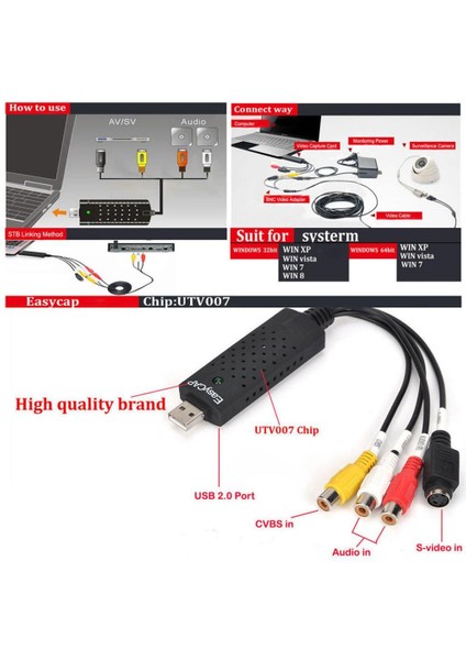 USB Video Yakalama Kartı - Windows Için USB Aktarım Kablosuna Video / Kompozit (Yurt Dışından)
