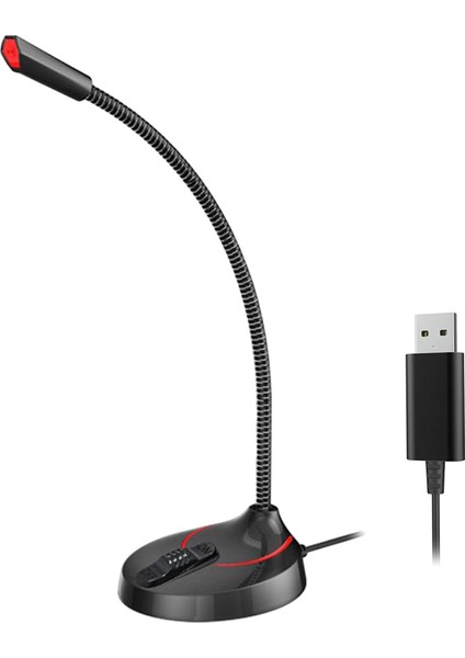 Usb/3,5mm Kondenser Mikrofon Stand Masaüstü Kayıt Miktarı Pc Masaüstü F12 Siyah USB (Yurt Dışından)