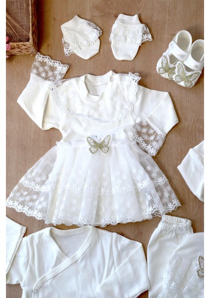 Kız Bebek Dantelli Tütülü Lüks 10 Lu Hastane Çıkışı Set STL6104 fırsatları