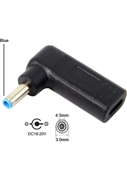 3xtype-C Dişi-4.5*3.0mm Erkek 90 Derece Açı ile Pd Yongası Dc Dizüstü Bilgisayar Şarj Cihazı 3 Adet (Yurt Dışından)