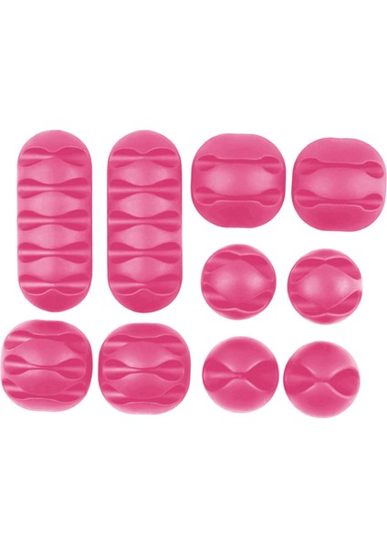 10 Adet Kablo Klips Sargıcı Organizatör Tutucu Klipsler Kit Kordon Yönetimi Pembe (Yurt Dışından)